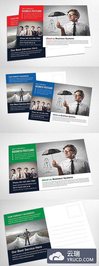 保险商业广告模板 Corporate Business Postcard Template