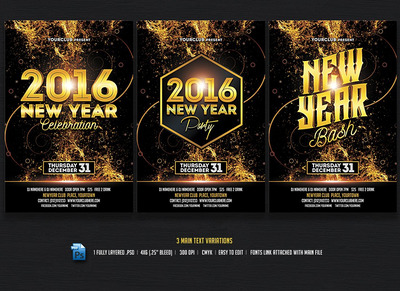 新年海报模板 New Year Party/Bash Flyer