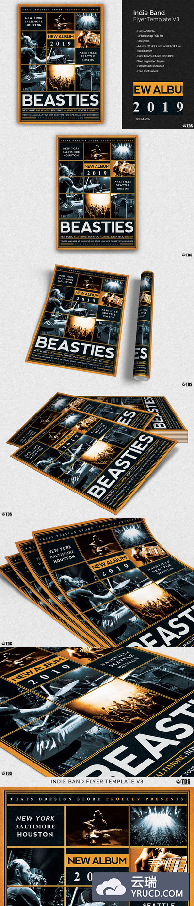 传统乐队海报模板 Indie Band Flyer PSD V3