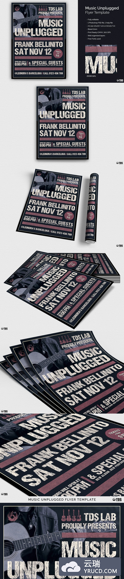 音乐传单海报 Music Unplugged Flyer PSD