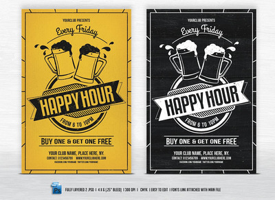 快乐时光聚会海报模板 Happy Hour Flyer Templates
