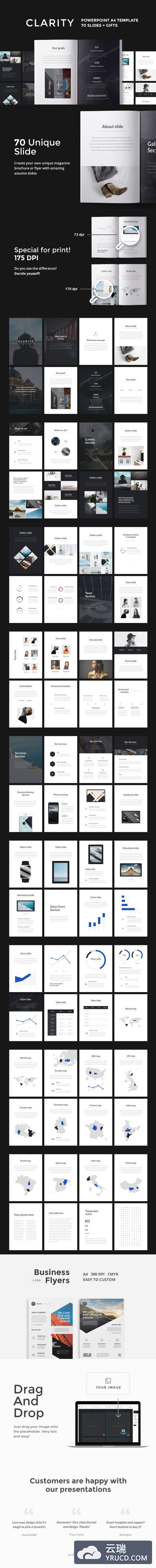 A4尺寸的高端时尚PPT模板 A4 | Clarity PowerPoint Template