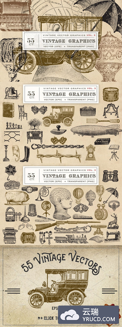 经典的图形素材 Vintage Vector Graphics Vol. 3
