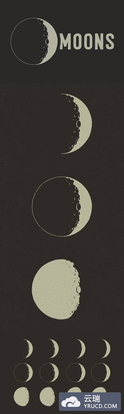 太空字体 Lunar Moons From Space