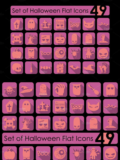 一套万圣节图标 Set of Halloween icons