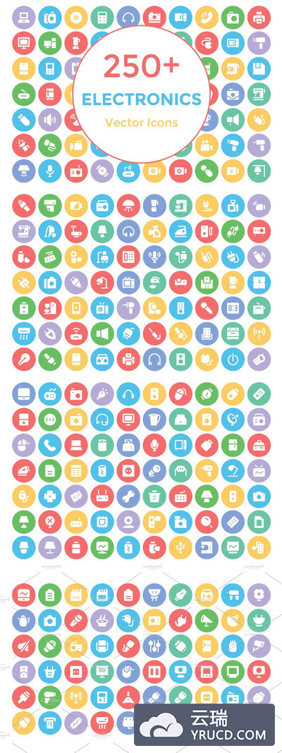 250+个电子设备矢量图标 250+ Electronics Vector Icons