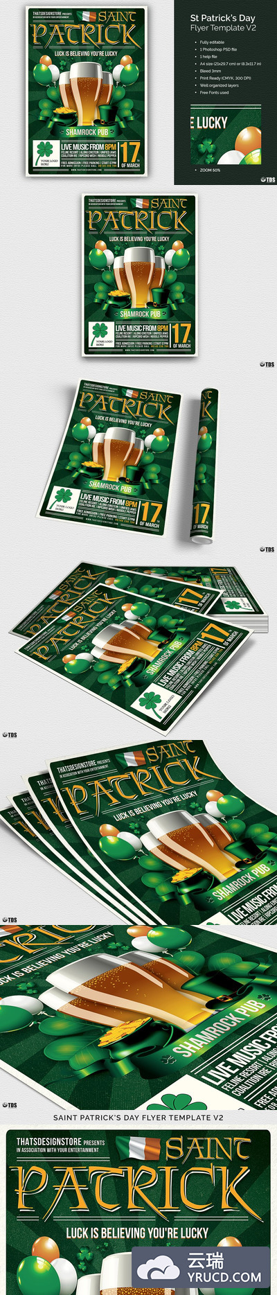 圣帕特里克节传单海报模板 Saint Patricks Day Flyer PSD V2