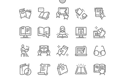 阅读线型图标 Reading Line Icons