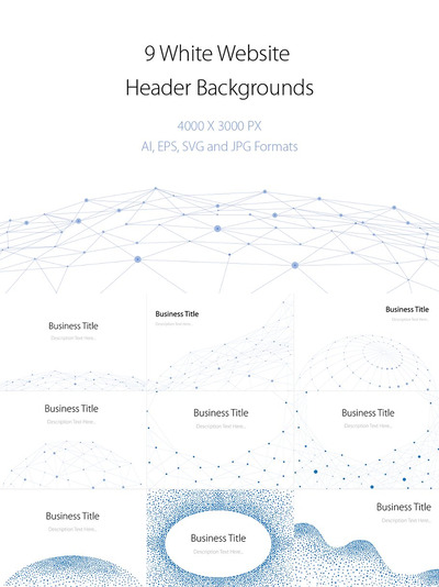 9个白底的网站头部背景纹理素材 9 White Website Header Backgrounds
