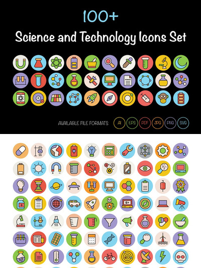 100+科学和技术图标 100+ Science and Technology Icons