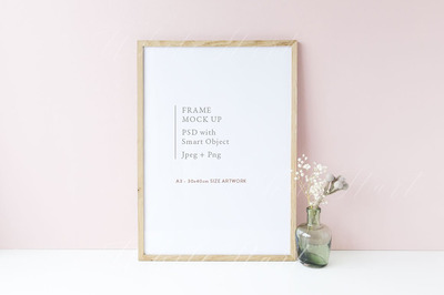 木纹画框样机 Wooden frame mock up - 30x40cm