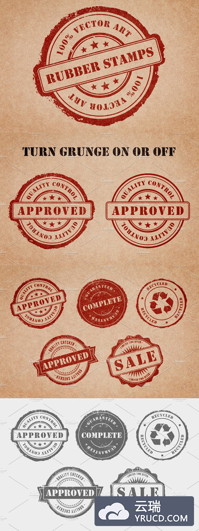 复古橡皮图章矢量包 Rubber Stamps Vector Pack Volume 1