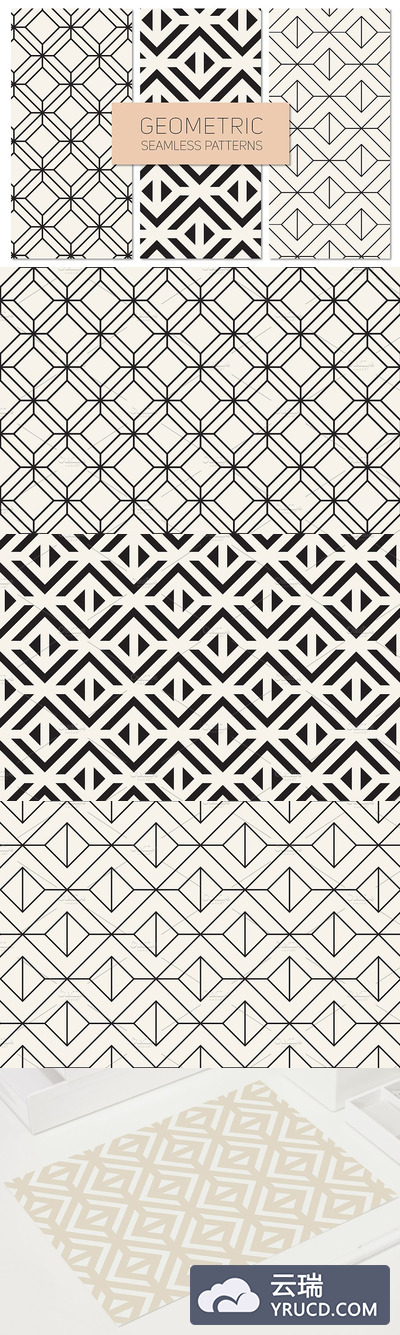 几何无缝背景纹理素材 Geometric Seamless Patterns Set 18