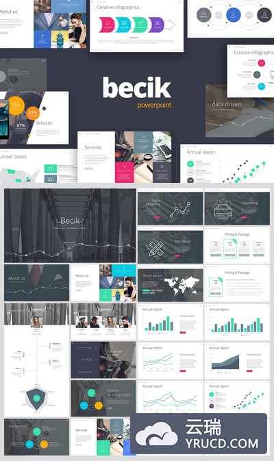 时尚创意多用途的powerpoint幻灯片演示模板（pptx）