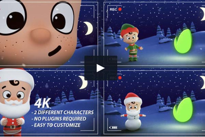 3D圣诞节可爱圣诞老人卡通视频片头素材 [AEP]