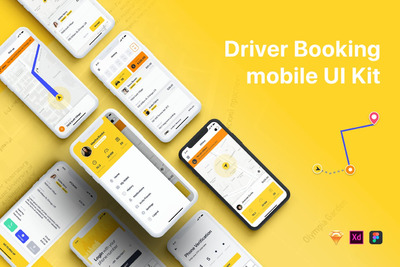时尚高端简约叫车软件APP UI KITS [SKETCH和FIG两种格式]