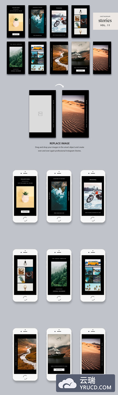 时尚简约多用途的Instagram社交媒体banner海报设计模板vol.11