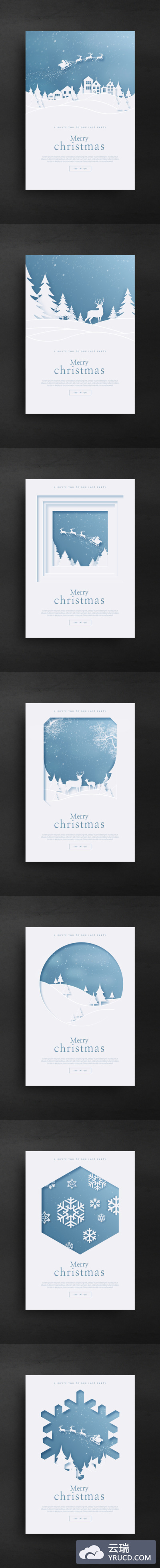 PSD | 圣诞节立体剪纸风格主题贺卡卡片元素海报DM素材