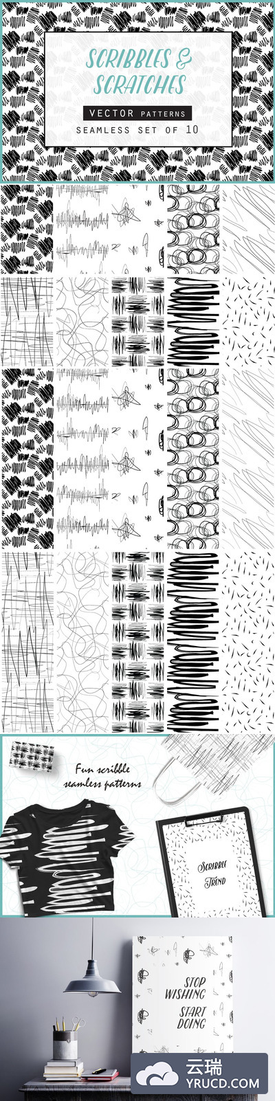 抓痕效果的背景纹理 Scribbles & Scratches Set