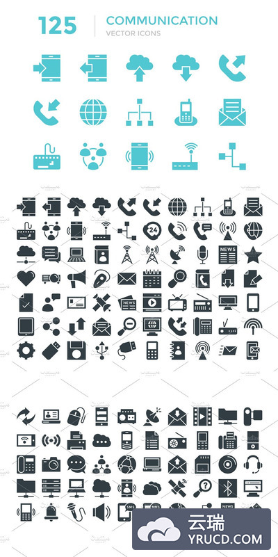 125 交流沟通相关的图标 125 Communication Vector Icons