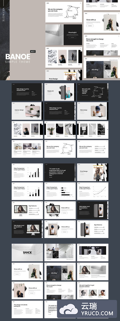 简约时尚高端北欧风格的高品质keynote幻灯片演示模板（key）