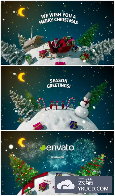 圣诞节新年3D旋转星球AE视频模板下载 [AEP]