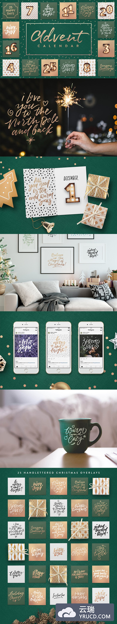 英文 | 25个精彩的圣诞手写字母合集EPS