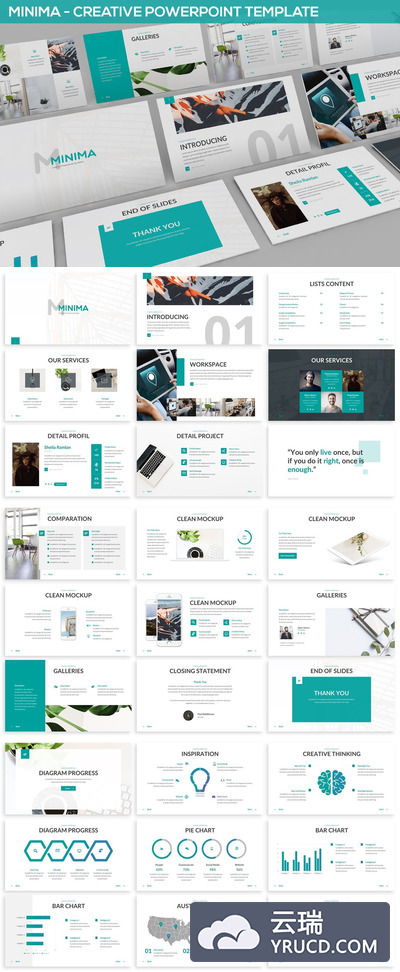 时尚高端创意简约多用途的powerpoint幻灯片演示模板（pptx）