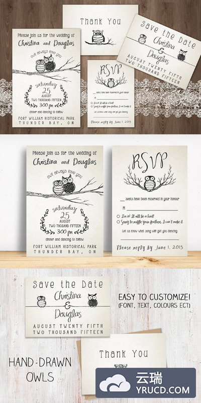 婚礼平面物料素材 'Owl Always Love You' Wedding Pack