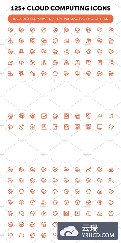 125个云主题图标 125+ Cloud Computing Icons Set