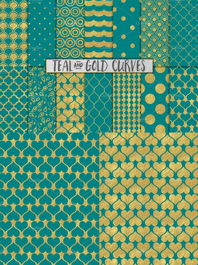 深青色和金箔背景 Teal and Gold Foil Backgrounds