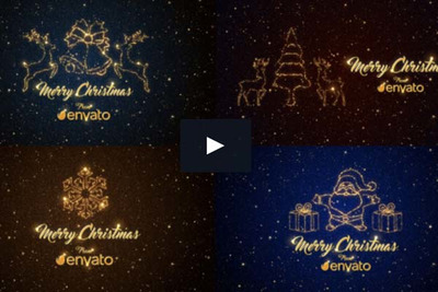 金粉粒子酷炫效果的圣诞节开场图形AE动画模板下载 [AEP]