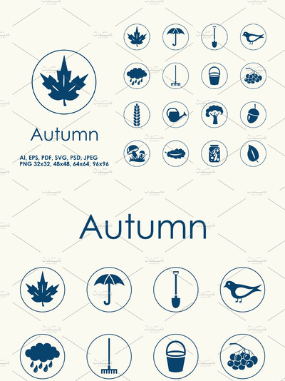 16个关于秋天的简单图标 16 Autumn simple icons