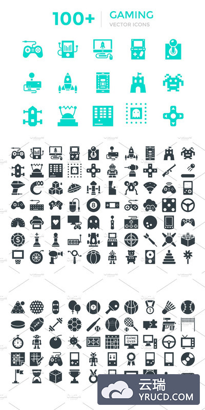 100+游戏相关元素图标 100+ Gaming Vector Icons