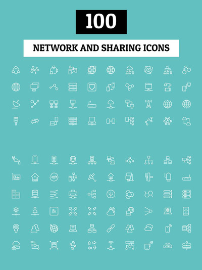 100网络和共享主题图标 100 Network and Sharing Icons