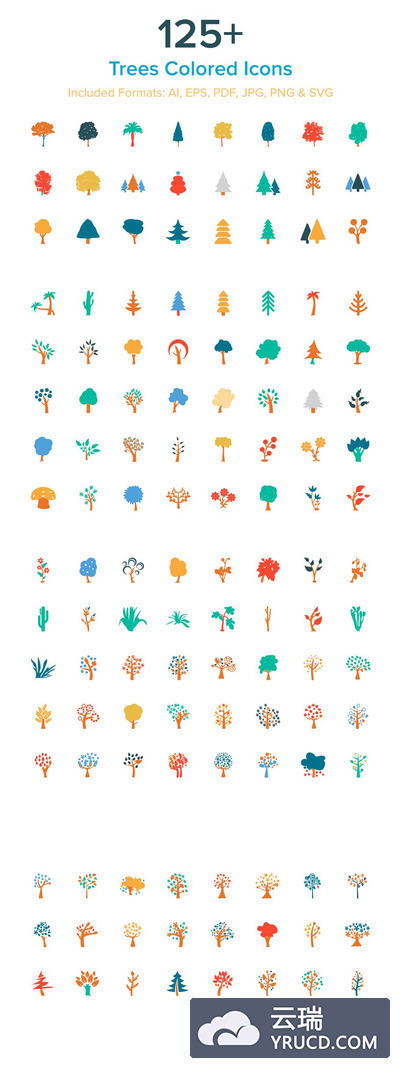 125+ 彩色树图标🌲 125+ Trees Colored Icons