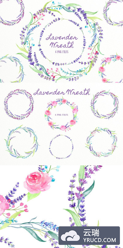 水彩薰衣草花圈 Watercolor Lavender Wreath