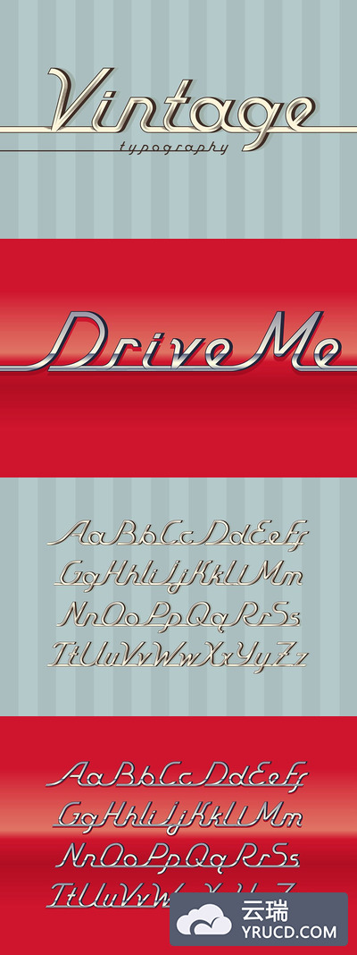 经典的字体 Vintage Auto vector letters