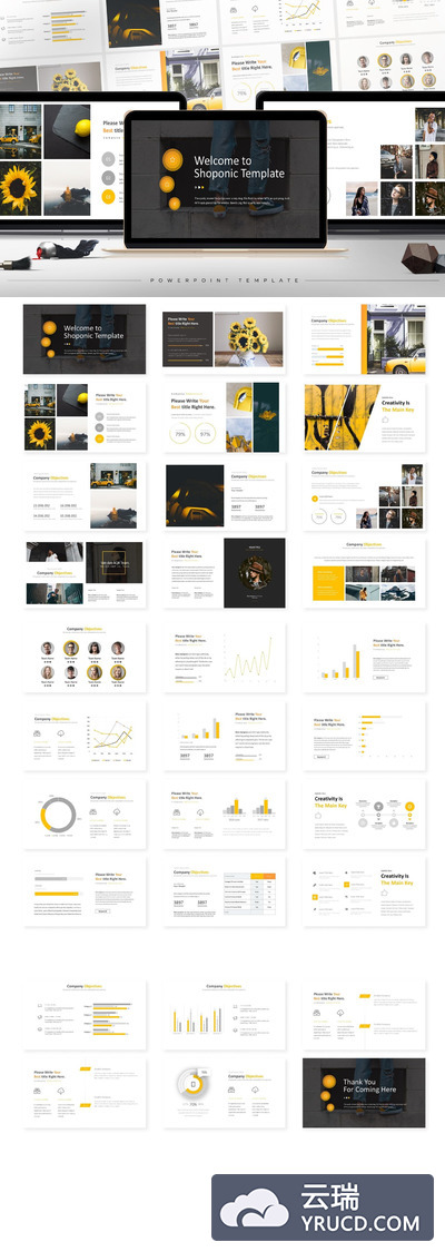 时尚高端简约多用途的高品质powerpoint幻灯片演示模板（pptx）