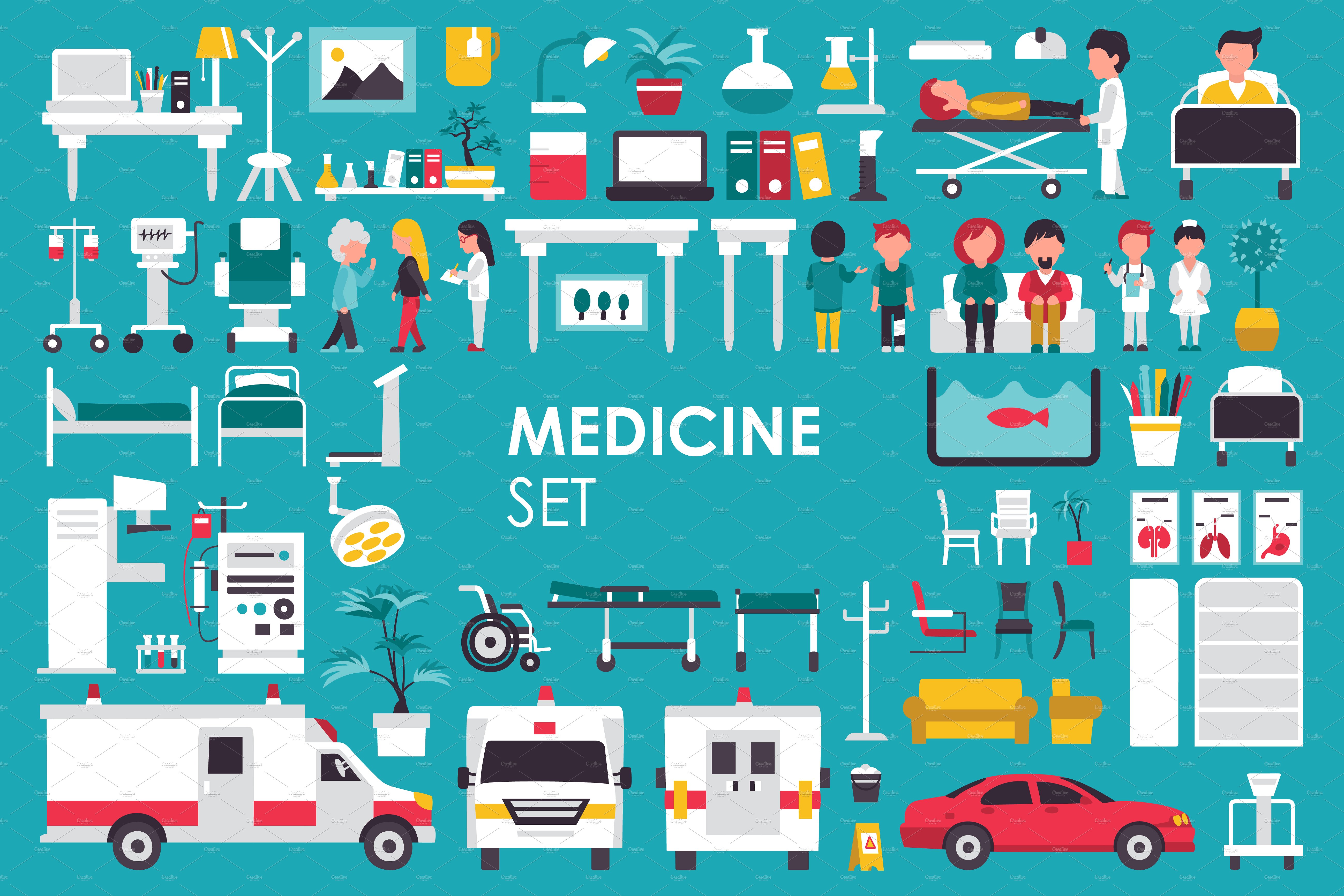 医疗主题图形图标 Medical Flat Objects minicollection