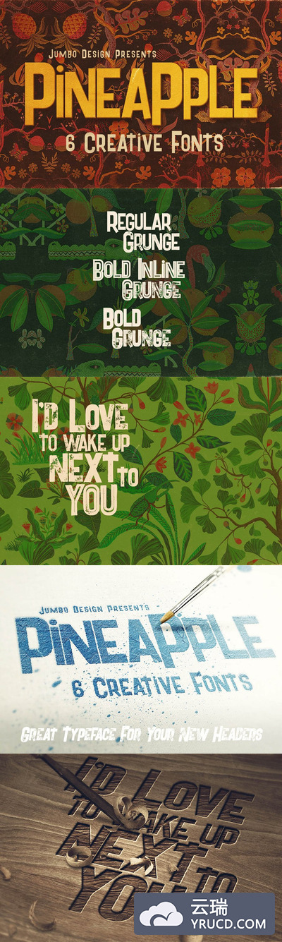 菠萝元素样式字体 Pineapple - 6 Funny Style Fonts