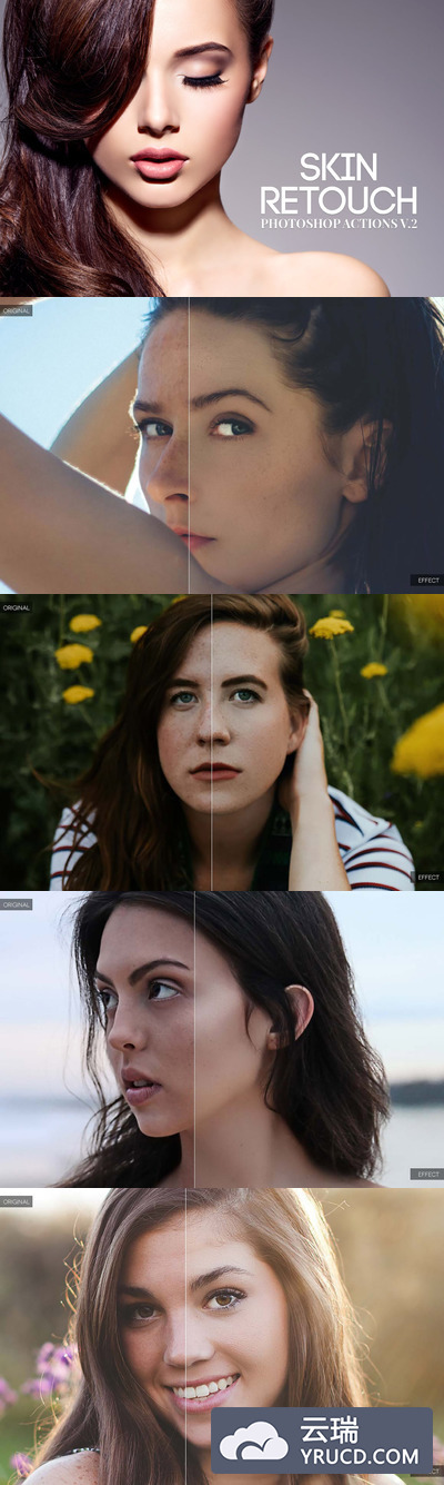 高品质的时尚高端皮肤美容自动美颜磨皮神奇photoshop动作