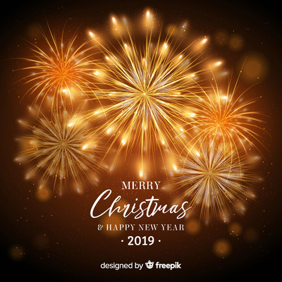 时尚高端震撼好用的2019新年元旦圣诞节礼花海报宣传单DM设计模板