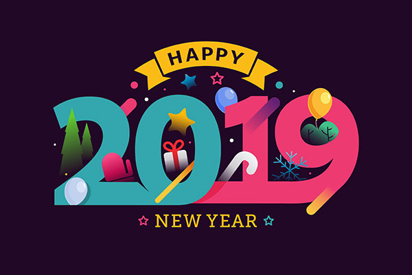 时尚高端简约可爱风格的2019新年圣诞节banner海报宣传单DM设计模板