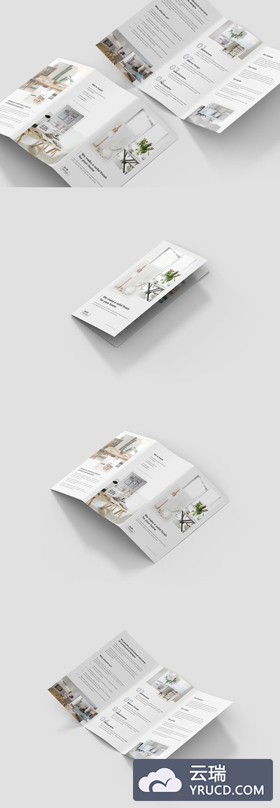 时尚高端清新简约多用途的房地产三折页设计模板