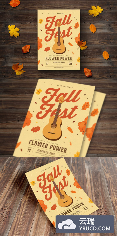 秋季音乐会海报模板 Fall Coustic Event Flyer