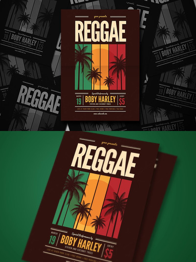 雷鬼音乐派对传单海报模板 Reggae Music Party Flyer