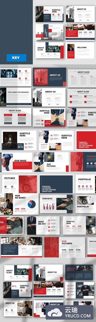 时尚高端简约商务商业配色高品质keynote幻灯片演示模板（key）