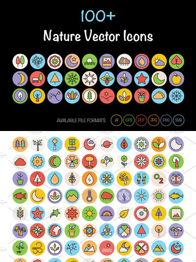 100+自然界图标 100+ Nature Vector Icons