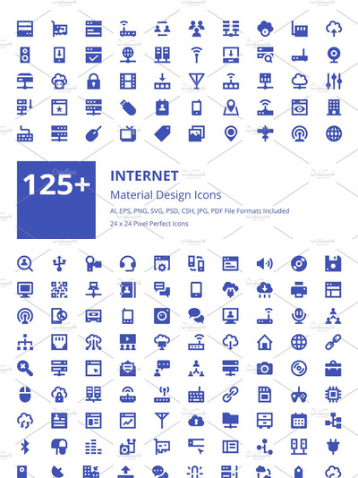 125+ 互联网主题的 Material Design 风格图标 125+ Internet Material Design Icons